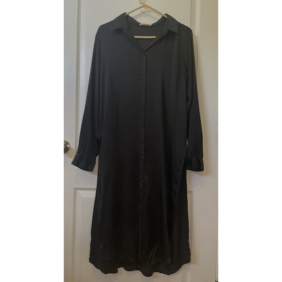 Johnny Was Long Shirt Dress 100% Silk Embroidered On Back Sz Medium - Picture 2 of 11